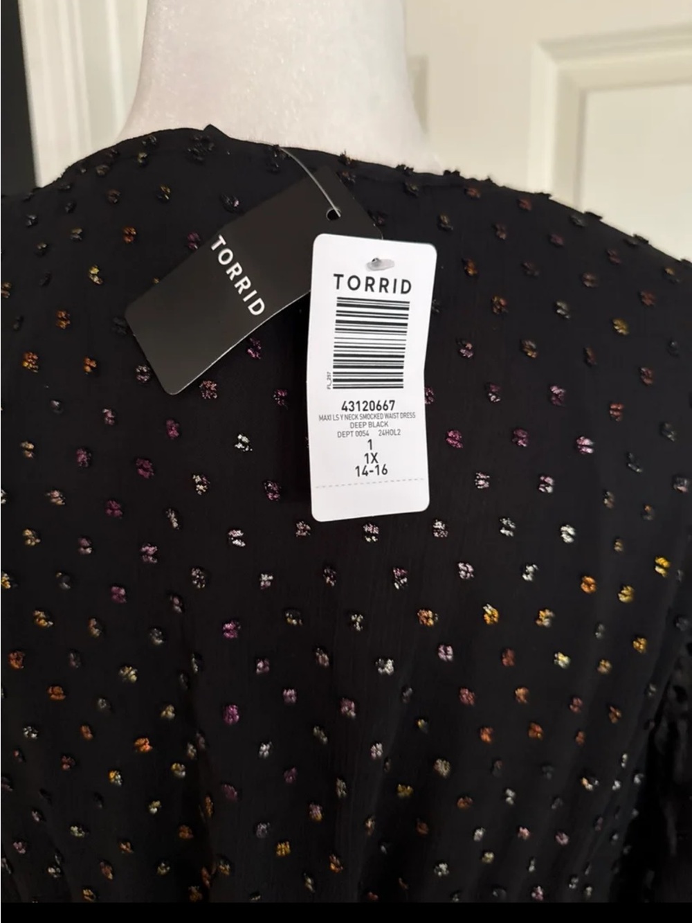 NWT TORRID Y-Neck Polka Dot Maxi Dress size 1 or 1XL - Picture 8 of 12